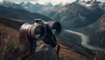 Exploring the mountain range, one person journey to success generated by artificial intelligenceの素材