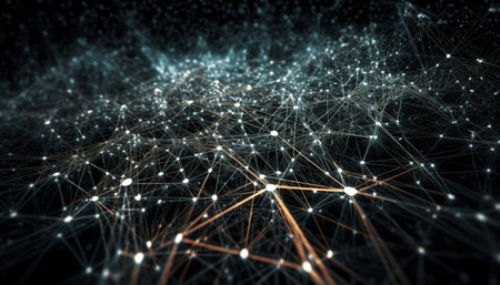 Futuristic technology backdrop with geometric shapes and defocused patterns generated by artificial intelligenceの素材