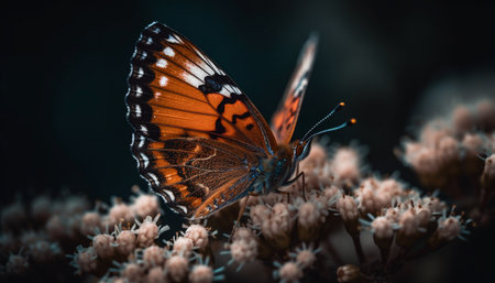 Vibrant butterfly wing showcases natural beauty and fragility in nature generated by artificial intelligenceの素材