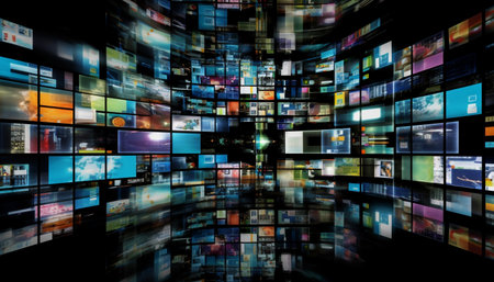 Large collection of modern multimedia equipment showing futuristic technology variation generated by artificial intelligenceの素材