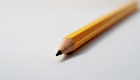 Yellow pencil sharp on white background, perfect for education and creativity generated by artificial intelligenceの素材