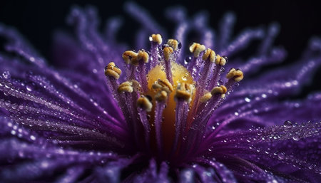 Vibrant gerbera daisy in nature beauty, dew drops glistening generated by artificial intelligenceの素材