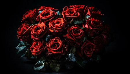 Romantic bouquet of fresh flowers, a gift of love and beauty generated by artificial intelligenceの素材