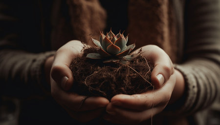 New life begins with organic growth, planting seedlings in nature generated by artificial intelligenceの素材