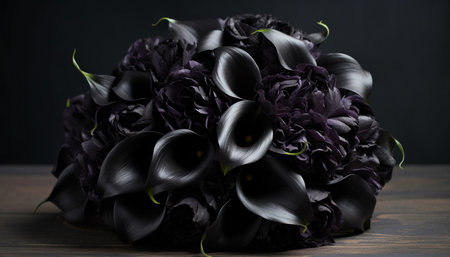 Fresh purple bouquet, organic beauty in nature, rustic decoration generated by artificial intelligenceの素材