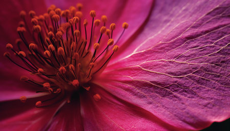 Vibrant floral pattern showcases beauty in nature fragility and growth generated by artificial intelligenceの素材