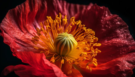 Vibrant gerbera daisy in macro, showcasing beauty in nature generated by artificial intelligenceの素材