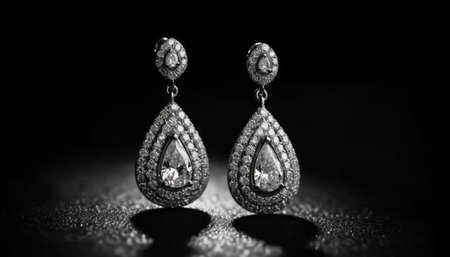 Shiny gemstone earring, a luxury personal accessory for glamor and elegance generated by artificial intelligenceの素材