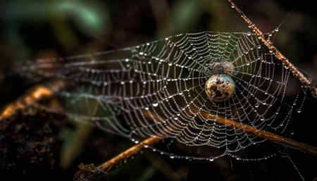 Spooky spider web captures beauty in nature intricate patterns generated by artificial intelligenceの素材