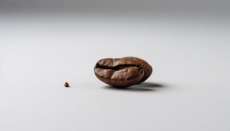 Freshly roasted coffee bean in a close up cappuccino, no people generated by artificial intelligenceの素材