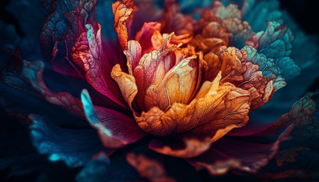 Vibrant multi colored chrysanthemum blossom, a gift of nature beauty generated by artificial intelligenceの素材