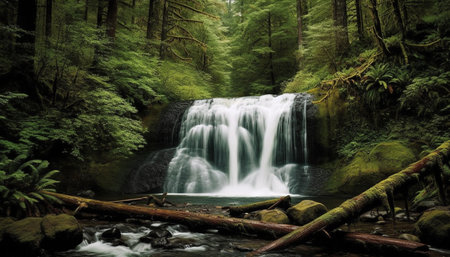 Tranquil scene of natural beauty in tropical rainforest wilderness area generated by artificial intelligenceの素材