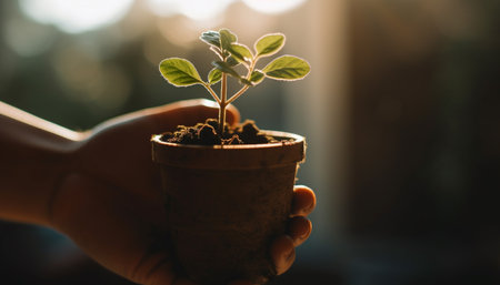 New life begins with teamwork, planting seeds for growth generated by artificial intelligenceの素材