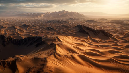 Remote wilderness area showcases majestic mountain range in tranquil scene generated by artificial intelligenceの素材