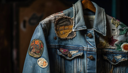 Denim jacket collection showcases modern creativity in textile industry workshop generated by artificial intelligenceの素材