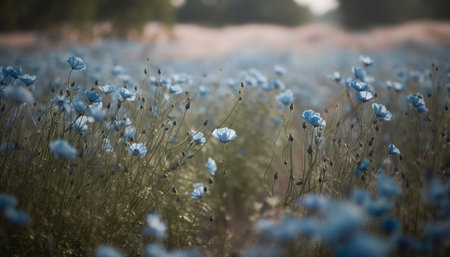 Soft yellow daisy in tranquil meadow, surrounded by wildflowers generated by artificial intelligenceの素材