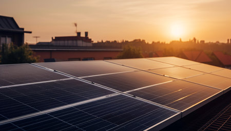 Solar power station generates clean electricity from sustainable resources outdoors generated by artificial intelligenceの素材