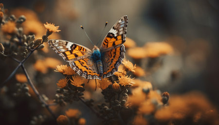 Vibrant butterfly wing in natural beauty outdoors generated by artificial intelligenceの素材