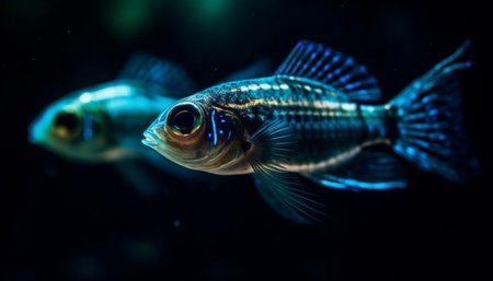 Multi colored fish swimming in tropical reef, beauty in nature generated by artificial intelligenceの素材