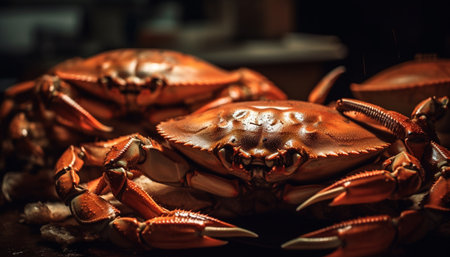 Grilled seafood appetizer on a plate, a gourmet meal luxury generated by artificial intelligenceの素材