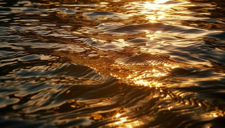 Golden waves reflect vibrant sunset, tranquil beauty in nature motion generated by artificial intelligenceの素材