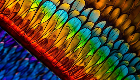 Vibrant colors, abstract patterns, animal markings, beauty in nature generated by artificial intelligenceの素材