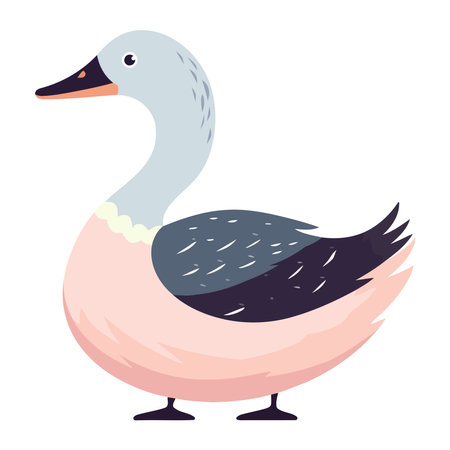 Cute cartoon duckling with feathered beakのイラスト素材