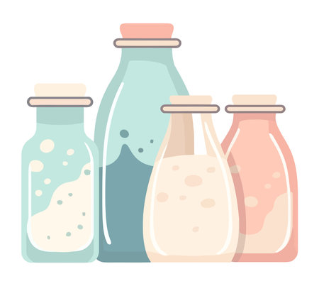 Organic milk bottle icon on blue wallpaperのイラスト素材