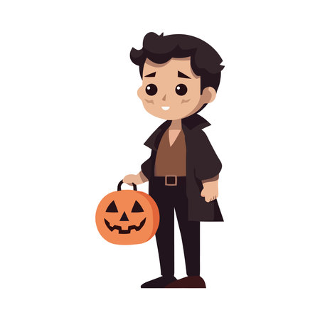 Cute cartoon character celebrate Halloween with joyのイラスト素材