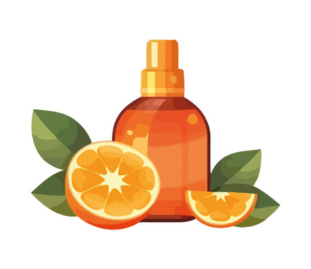 Fresh organic fruit, natural essence in a bottleのイラスト素材