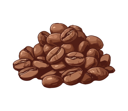 Fresh coffee bean illustration on nature backdropのイラスト素材
