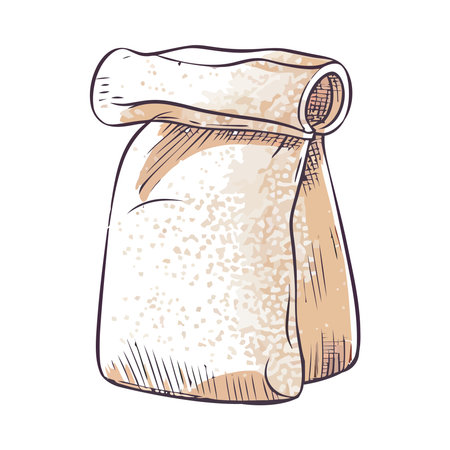 Organic flour sack, hand drawn illustrationのイラスト素材