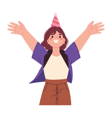 woman with party hatのイラスト素材