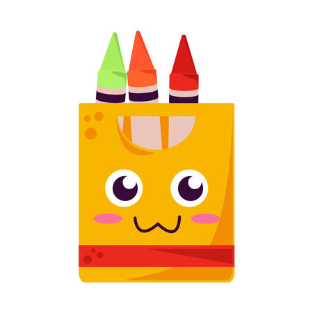 kawaii school crayonsのイラスト素材