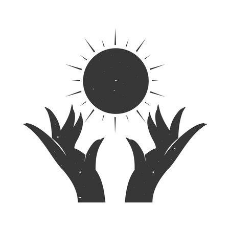 hands and crystal ball esoteric iconのイラスト素材