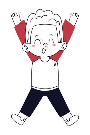 happy boy doodle iconのイラスト素材