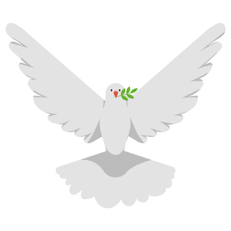 peace dove illustration with olive branchのイラスト素材