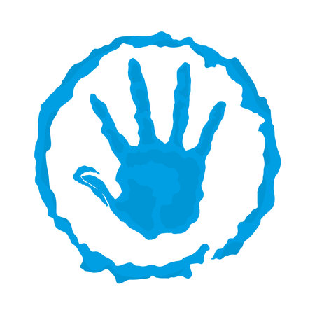 handprint paint color blueのイラスト素材