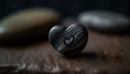 Love symbol heart shape, wood material, romance backgrounds, nature concepts generated by artificial intelligenceの素材