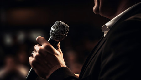 A musician performing on stage, captivating the audience with music generated by artificial intelligenceの素材