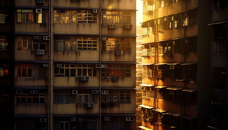Modern skyscrapers illuminate the crowded cityscape, reflecting a vibrant history generated by artificial intelligenceの素材