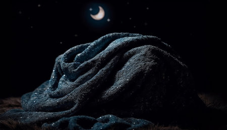 Fluffy wool, dark night, winter season, softness in nature generated by artificial intelligenceの素材