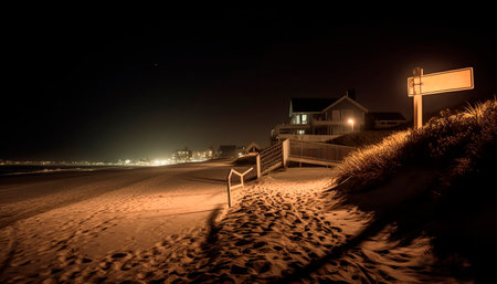 Night sand nature outdoors coastline dusk landscape travel vacations water summer generated by artificial intelligenceの素材