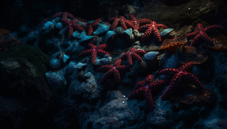 Underwater animal nature, fish in deep blue sea life generated by artificial intelligenceの素材