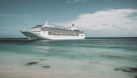 Traveling on a yacht, enjoying the blue waters and summer generated by artificial intelligenceの素材