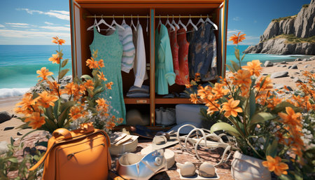 A beautiful flower in a modern outdoor landscape, no people generated by artificial intelligenceの素材