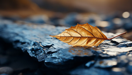 Yellow leaves on a tree in a forest, autumn season generated by artificial intelligenceの素材