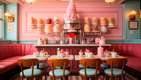 Modern luxury home interior with elegant decoration and gourmet dessert generated by artificial intelligenceの素材