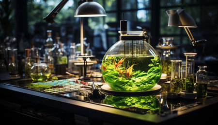 Freshness of vegetables on table, healthy eating, cooking, green color generated by artificial intelligenceの素材