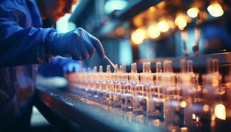 A skilled engineer working in a factory, holding a burning flame generated by artificial intelligenceの素材